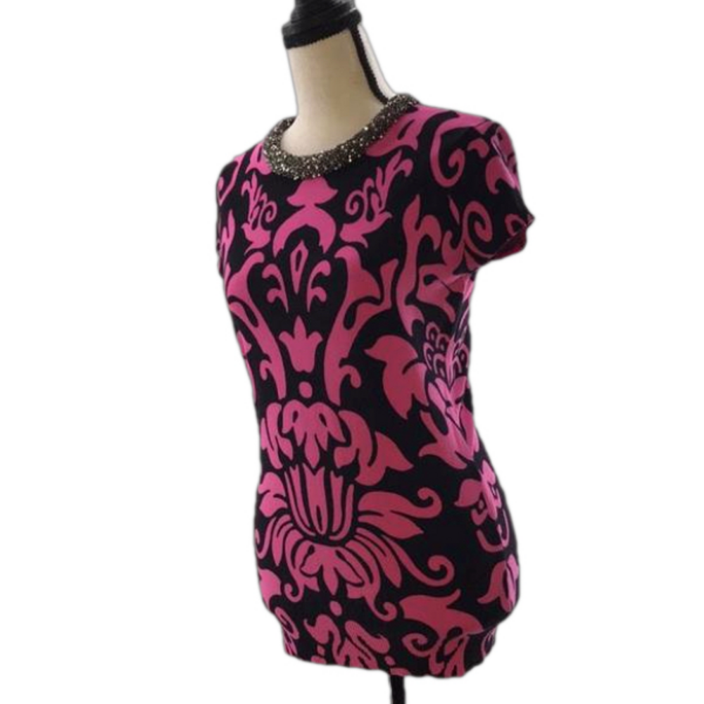 INC INTERNATIONAL CONCEPTS Women’s Dream Lady Pink Beaded Neckline Knit Top—Sz S - Picture 3 of 17